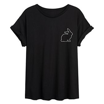 Juniors' Easter Bunny Outline Oversized Tee