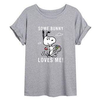 Juniors' Peanuts Easter Bunny Oversized Tee