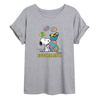 Juniors' Peanuts Eggcellent Oversized Tee
