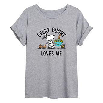 Juniors' Peanuts Every Bunny Oversized Tee