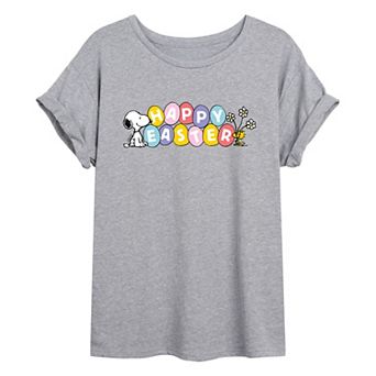 Juniors' Peanuts Happy Easter Oversized Tee