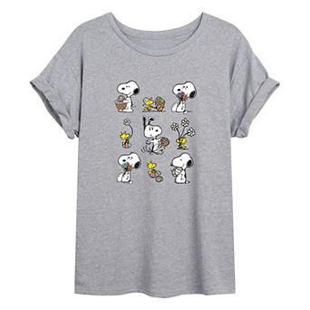 Juniors' Peanuts Snoopy Spring Oversized Tee