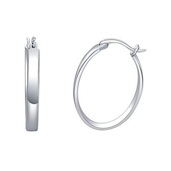 Eco Silver Luxe Sterling Silver Polished Oval Hoop Earrings