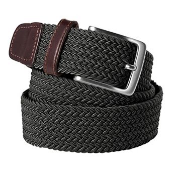 Men's Lands' End Elastic Braid Leather Trim Belt