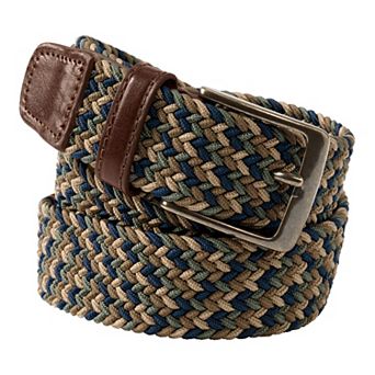 Men's Lands' End Elastic Braid Leather Trim Belt