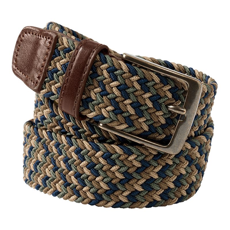 UPC 195927200555 product image for Men's Lands' End Elastic Braid Leather Trim Belt, Size: XL, Brown Team | upcitemdb.com