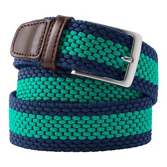 Men's Lands' End Elastic Braid Leather Trim Belt