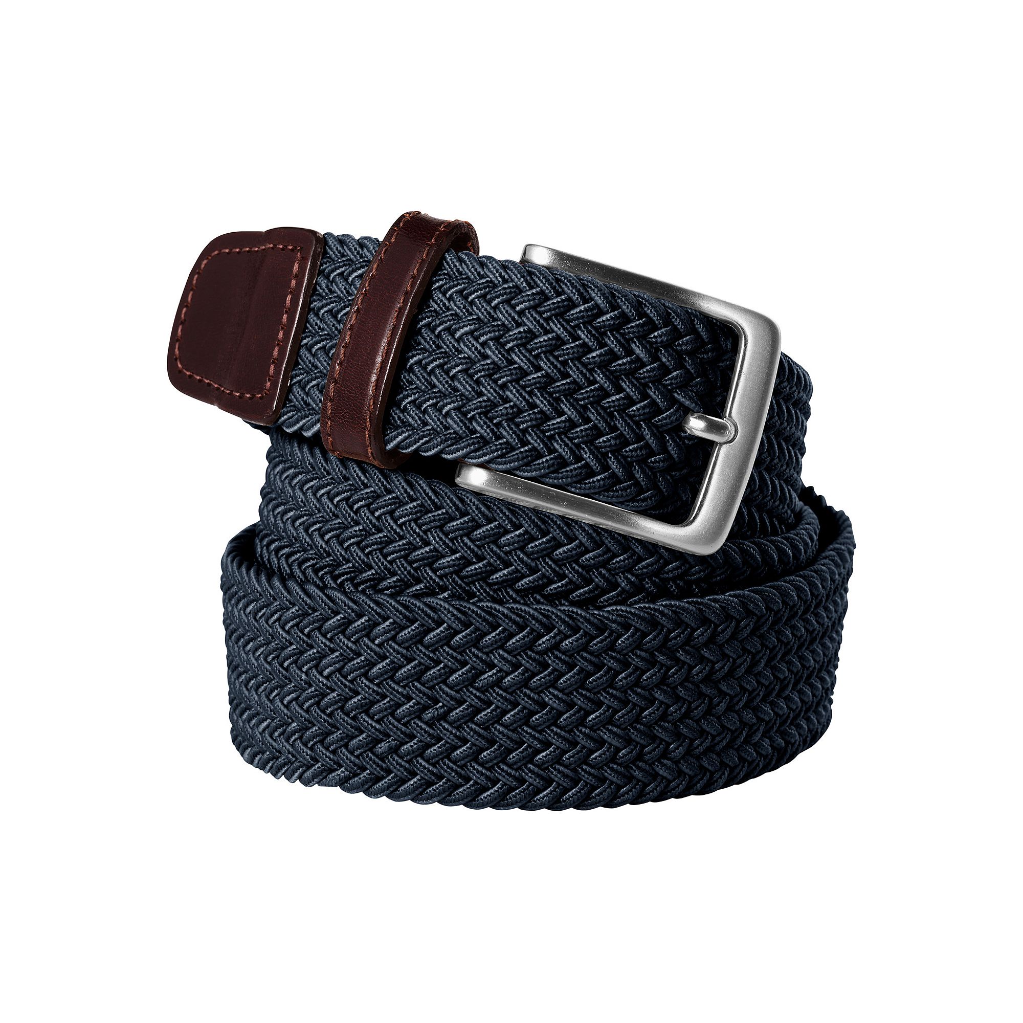 Mens Lands End Elastic Braid Leather Trim Belt, Size: Small, Radiant Blue
