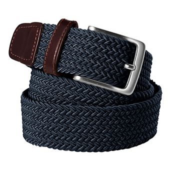 Men's Lands' End Elastic Braid Leather Trim Belt