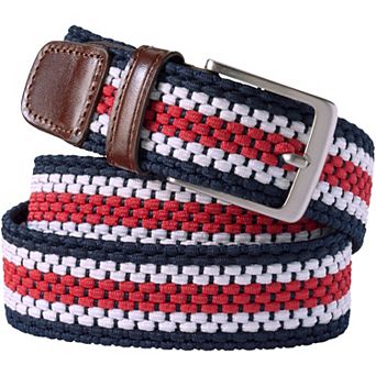 Men's Lands' End Elastic Braid Leather Trim Belt