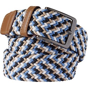 Men's Lands' End Elastic Braid Leather Trim Belt