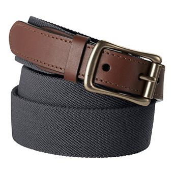 Big & Tall Lands' End Elastic Surcingle Leather Trim Belt