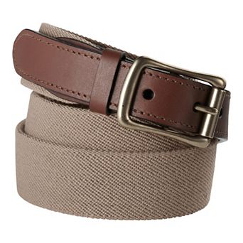 Big & Tall Lands' End Elastic Surcingle Leather Trim Belt