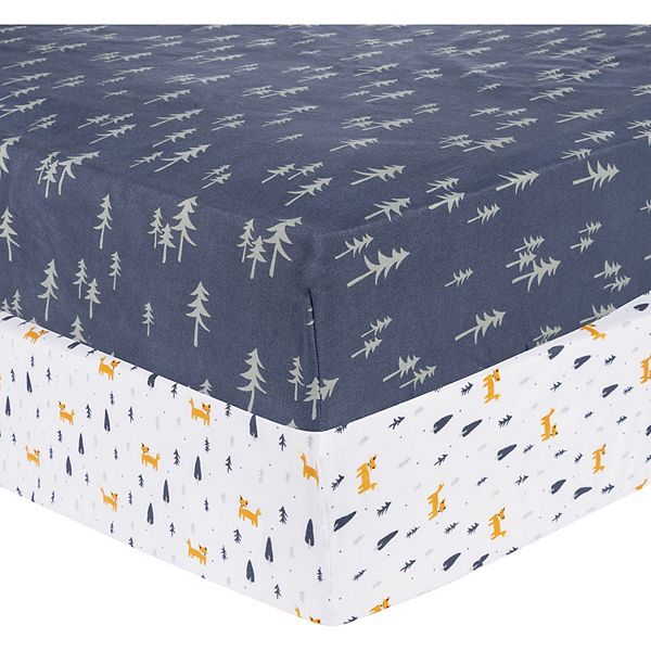 Sammy & Lou Pine Fox 2-Pack Microfiber Fitted Crib Sheet Set - Multi