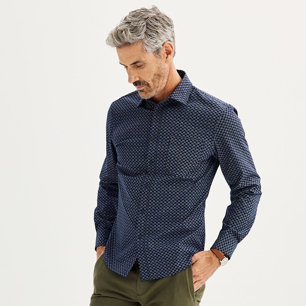 Men's Apt. 9® Slim Untucked-Fit Performance Long Sleeve Button-Down Shirt