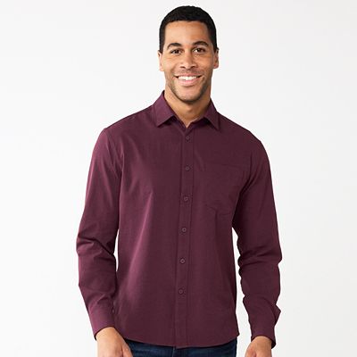 slim fit dress slacks Non-Iron Cotton Solid Dress Shirt With Contrast Trim