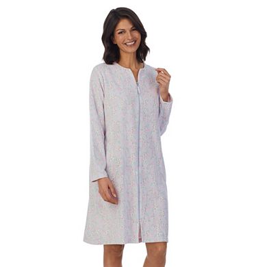 Women's Stan Herman Printed Vintage Terry Zip-Front Robe