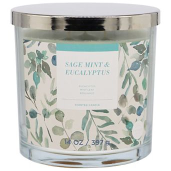 Sonoma Goods For Life® Sage Mint & Eucalyptus 14-oz. Blue Floral Candle Jar