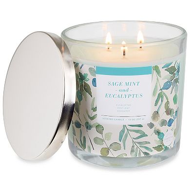 Sonoma Goods For Life® Sage Mint & Eucalyptus 14-oz. Blue Floral Candle Jar