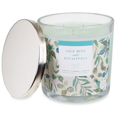 Sonoma Goods For Life® Sage Mint & Eucalyptus 14-oz. Blue Floral Candle Jar