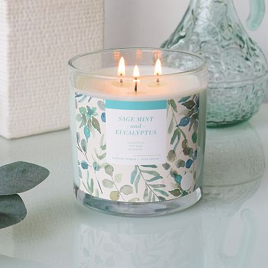 Sonoma Goods For Life® Sage Mint & Eucalyptus 14-oz. Blue Floral Candle Jar