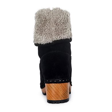 Rag & Co Juglans Women's Faux Fur Collared Suede Ankle Boots