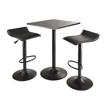 Winsome Square Pub Table & Adjustable Swivel Stool 3 pc Set