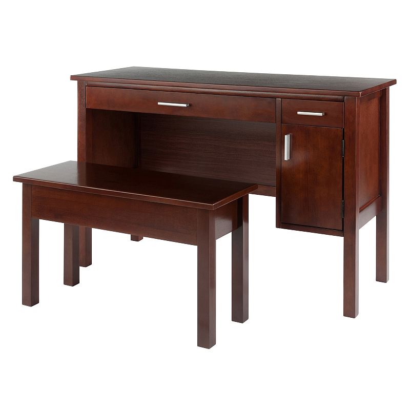 64235695 Winsome Emmett Desk & Bench 2-piece Set, Brown sku 64235695