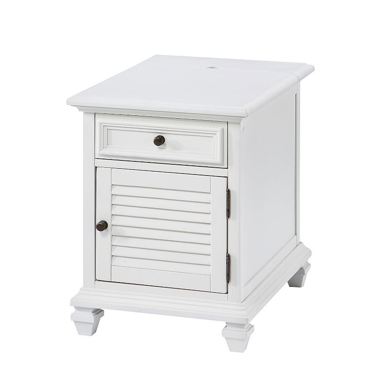 Steve Silver Co. Charlestown Storage End Table with USB, White