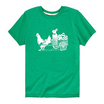 Boys 8-20 Bunny Driving Chicken Cart Graphic Tee