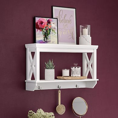 RiverRidge Home La Crosse 3-Hook Wall Shelf