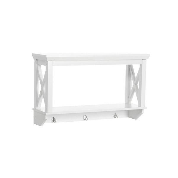 3 Hook La Crosse Wall Shelf White - RiverRidge Home: MDF Storage Cabinet, Wall Mounted, CARB Certified