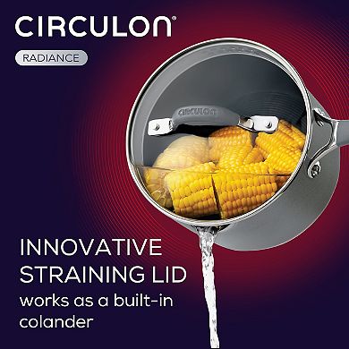 Circulon Radiance 3-qt. Hard-Anodized Nonstick Saucepan with Straining Lid