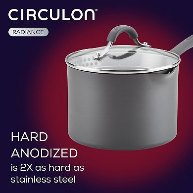 Circulon Radiance 3-qt. Hard-Anodized Nonstick Saucepan with Straining Lid