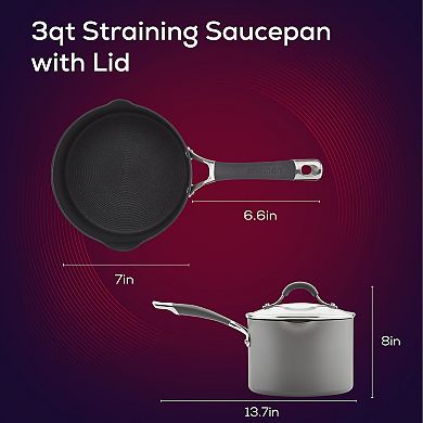 Circulon Radiance 3-qt. Hard-Anodized Nonstick Saucepan with Straining Lid