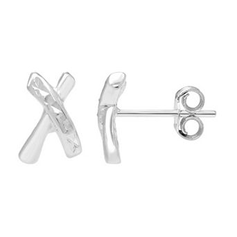 A&M Sterling Silver X Shaped Stud Earrings