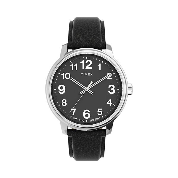 Timex® Easy Reader® 43 MM Men's Bold Leather Strap Watch - TW2V21400JT