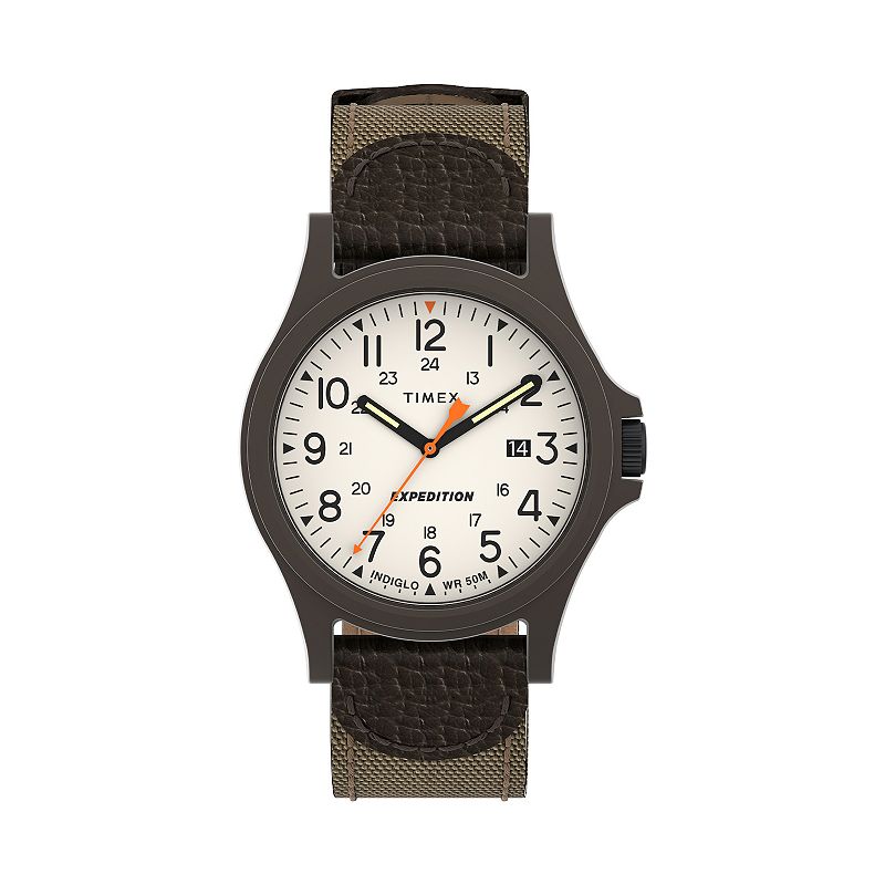 Timex® Expedition Acadia 40 MM Men's Leather Strap Watch - TW4B23700JT, Size: Large, Brown