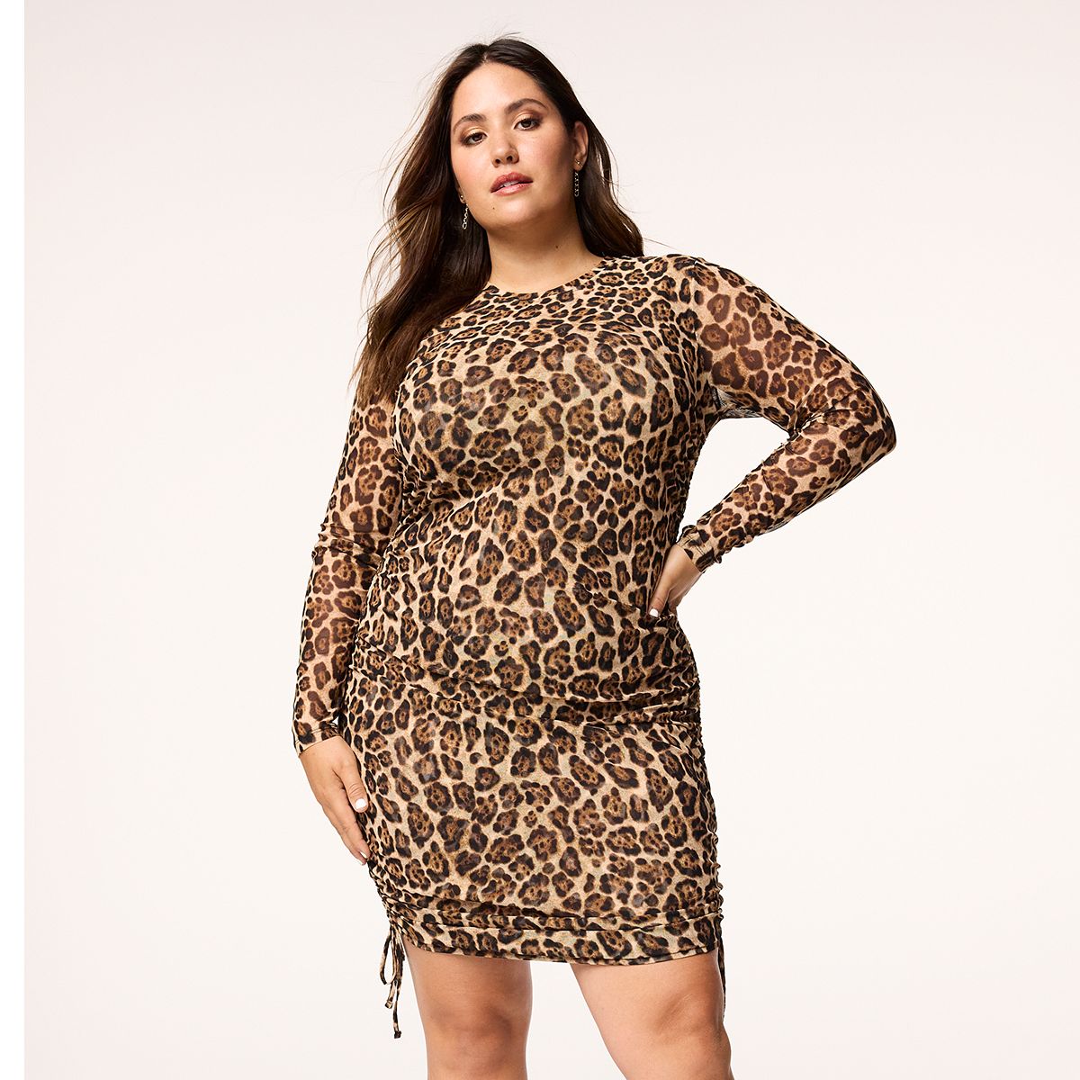 Plus Size Intempo Ribbed Ruched Mini Dress