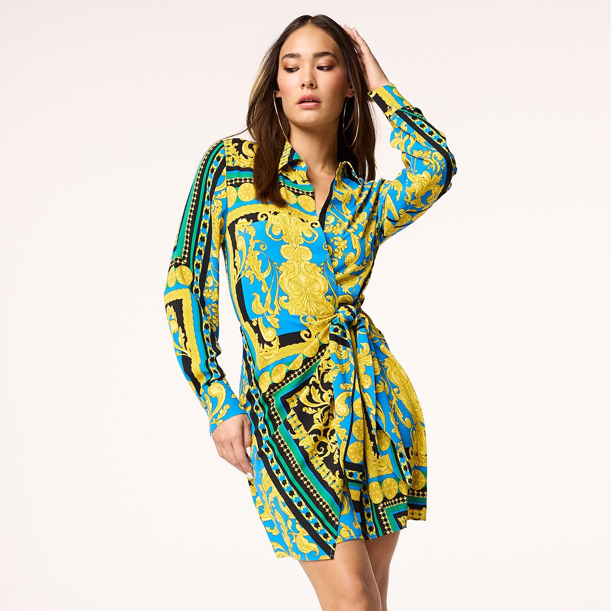 Women's Intempo Faux-Wrap Shirt Dress