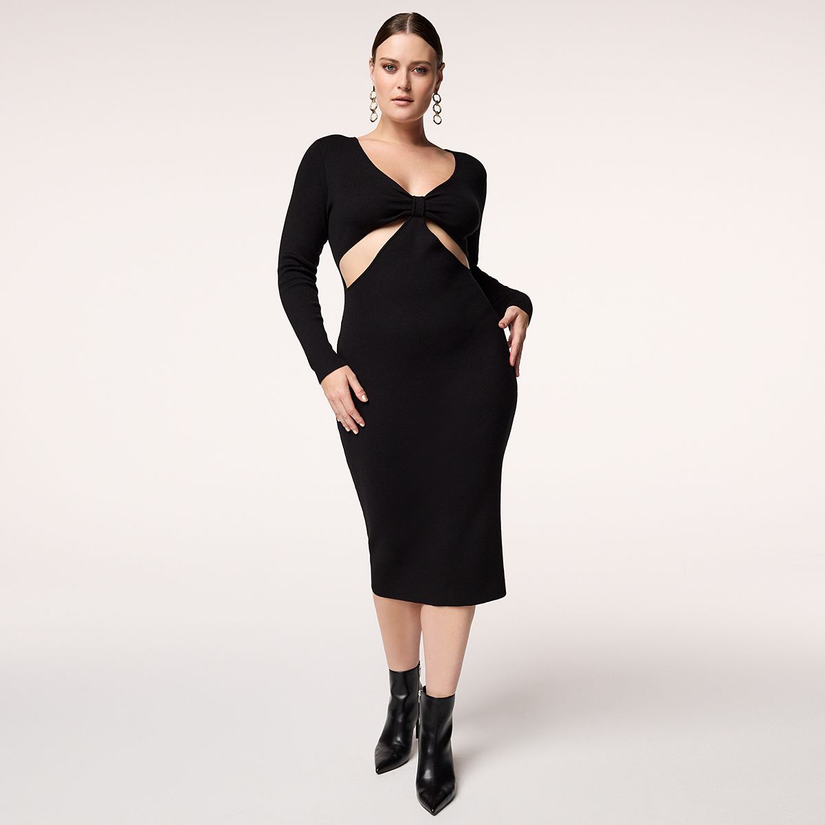 Women's Intempo Cut-Out V-Neck Midi Sweater Dress