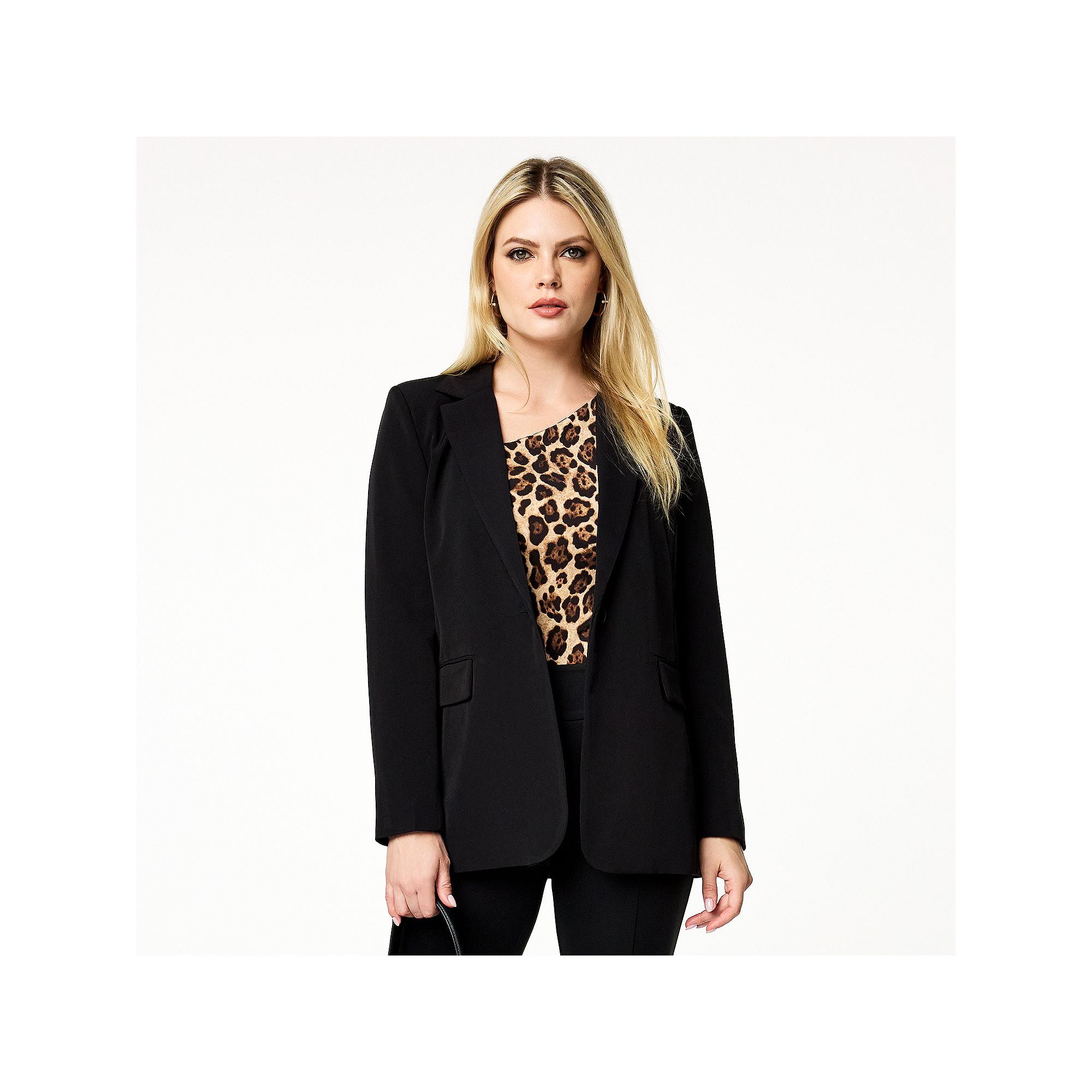 Womens INTEMPO™ Long Boyfriend Cut Blazer, Size: XS, Black