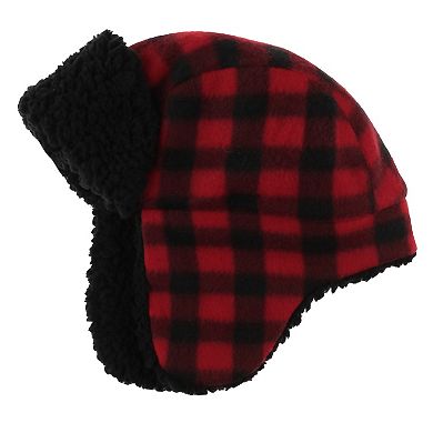 Toddler Capelli Plaid Printed Fleece Trapper Hat & Mittens Set