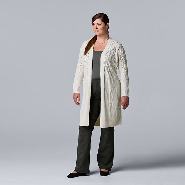 Women's Simply Vera Vera Wang Ruched Open-Front Cardigan