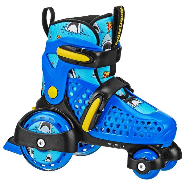 Roller Derby Fun Roll Boys' Jr Adjustable Pizza Shark Roller Skate - Blue (7-11)