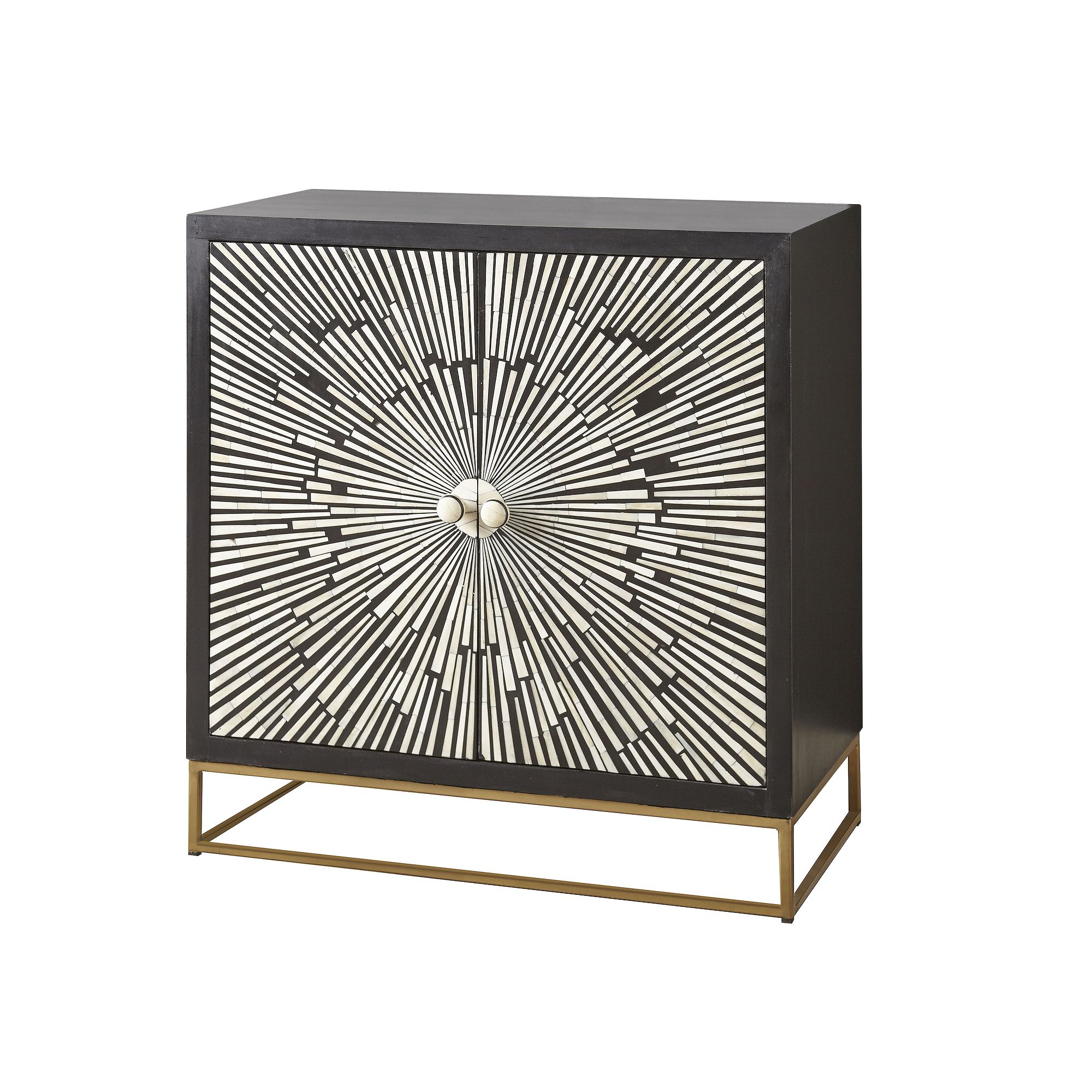 Steve Silver Co. Amika Two-Door Sunburst Accent Cabinet, Ebony Ivory
