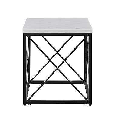 Steve Silver Co. Skyler White Marble-Top Square End Table