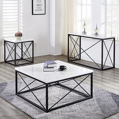 Steve Silver Co. Skyler White Marble-Top Square End Table