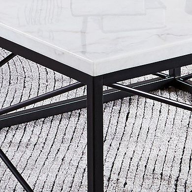 Steve Silver Co. Skyler White Marble-Top Rectangle Sofa Table