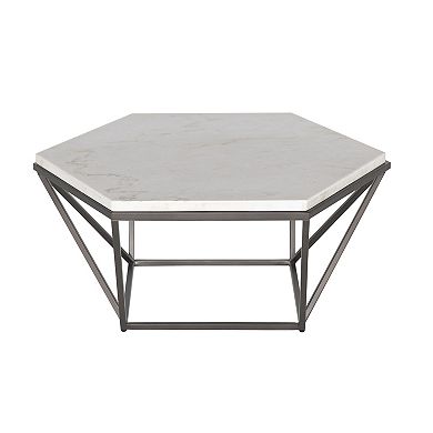Steve Silver Co. Corvus White Marble-Top Cocktail Table